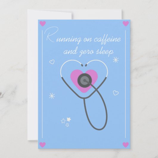 Funny Night Shift Nurse Card Running On Caffeine A サンキューカード (正面)