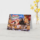 Funny Ninja Christmas Card カード (黄色い花)