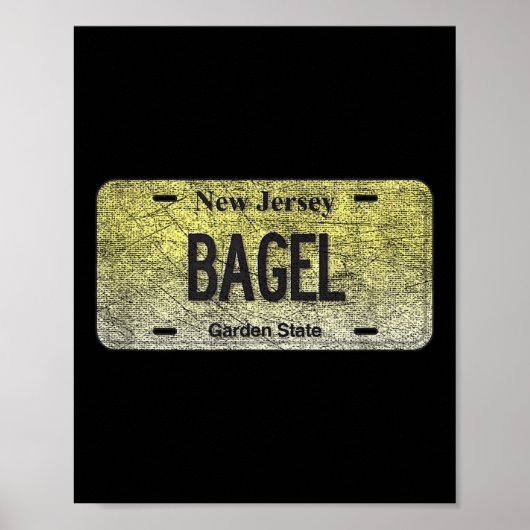 Funny Nj State Vanity License Plate Bagel ポスター (正面)
