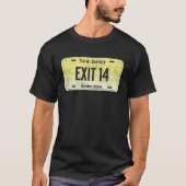 Funny NJ State Vanity License Plate EXIT 14 Tシャツ (正面)