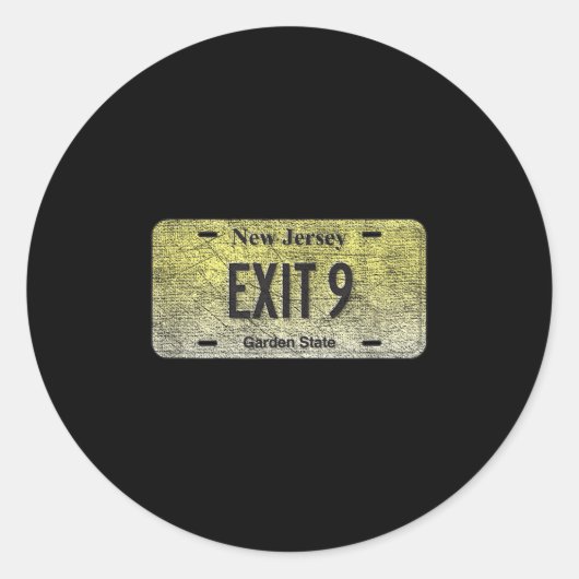 Funny Nj State Vanity License Plate Exit 9  ラウンドシール (正面)