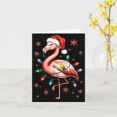 Funny Nk Flamingo Christmas Tree Lights Xmas Snowf カード (黄色い花)
