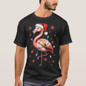 Funny Nk Flamingo Christmas Tree Lights Xmas Snowf Tシャツ (正面)
