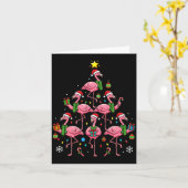 Funny Nk Flamingo Christmas Tree Santa Hats Holida カード (黄色い花)