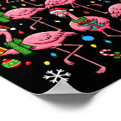 Funny Nk Flamingo Christmas Tree Santa Hats Holida ポスター (角)
