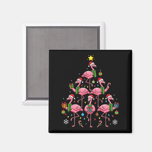 Funny Nk Flamingo Christmas Tree Santa Hats Holida マグネット (正面/裏面)