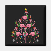 Funny Nk Flamingo Christmas Tree Santa Hats Holida マグネット (正面)