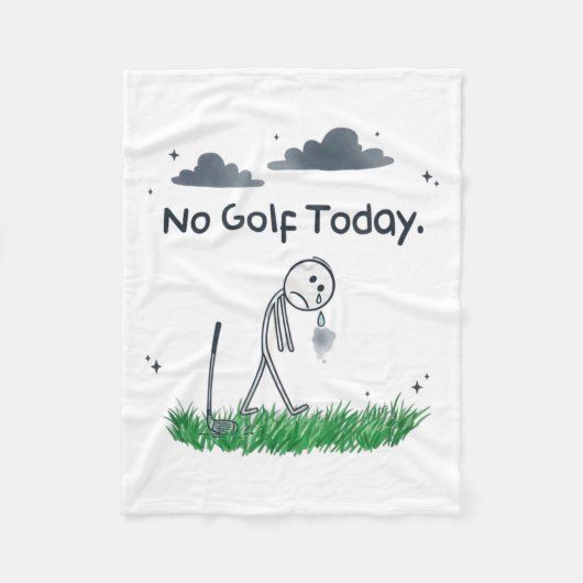 Funny No Golf Today Sad Stickman Golfer Golfers Me フリースブランケット (正面)