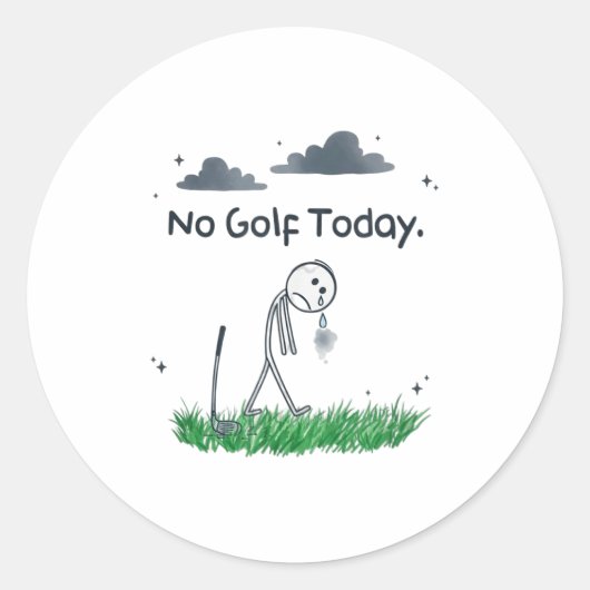 Funny No Golf Today Sad Stickman Golfer Golfers Me ラウンドシール (正面)