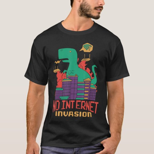 Funny NO INTERNET INVASION Tシャツ (正面)