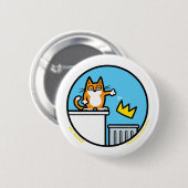 Funny No Kings Cat Cartoon Buttons 缶バッジ (正面&裏面)