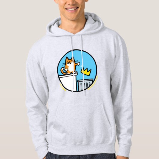 Funny No Kings Cat Cartoon on a sweatshirt パーカ (正面)