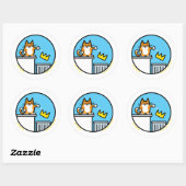 Funny No Kings Cat Cartoon Stickers ラウンドシール (シート)