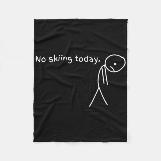 Funny No Skiing Today フリースブランケット (正面)
