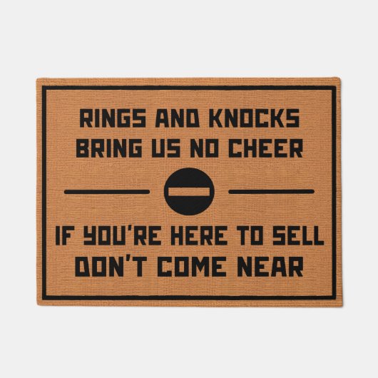Funny No Soliciting Humor Rustic Brown Introvert ドアマット (正面)