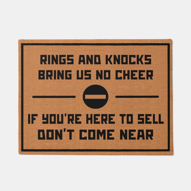 Funny No Soliciting Humor Rustic Brown Introvert ドアマット (正面)
