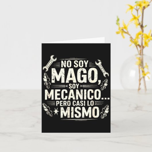 Funny No Soy Mago Soy Mecánico Car Mechanic Spani- カード (黄色い花)