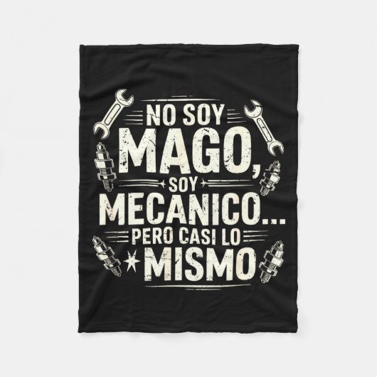 Funny No Soy Mago Soy Mecánico Car Mechanic Spani- フリースブランケット (正面)