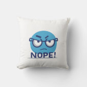 Funny Nope Emoji Pillow – Blue Angry Face with Gla クッション (正面)