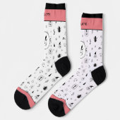 Funny Nordic Gnomes Reindeer Winter Trees ソックス (左)