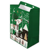  Funny  Nordic Reindeer Pattern ミディアムペーパーバッグ (裏面アングル)