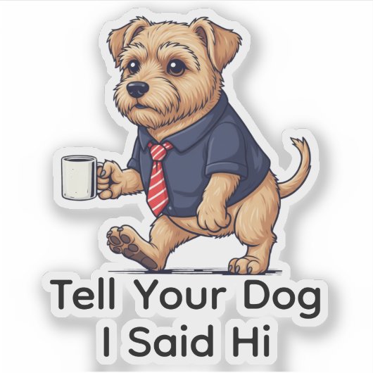 Funny Norfolk Terrier Dog Business Suit Coffee  シール (正面)