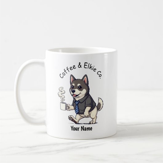 Funny Norwegian Elkhound Dog Business Suit Coffee  コーヒーマグカップ (左)