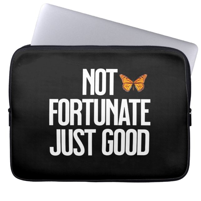 Funny Not Fortunate Just Good Monarch Butterfly ラップトップスリーブ (正面)