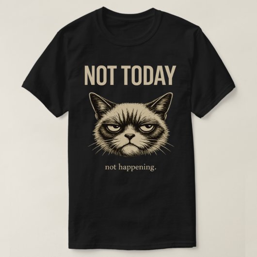 Funny Not Today Cat Minimalist Sarcastic T-Shirt Tシャツ (デザイン正面)