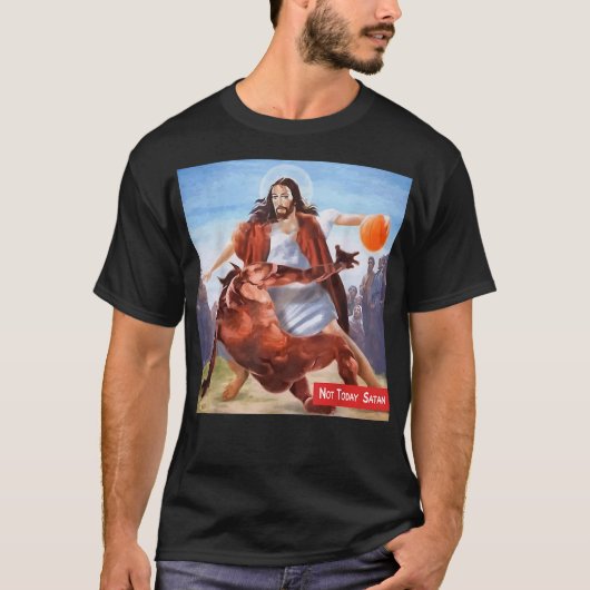 Funny Not Today Satan Jesus Crossover Basketball  Tシャツ (正面)
