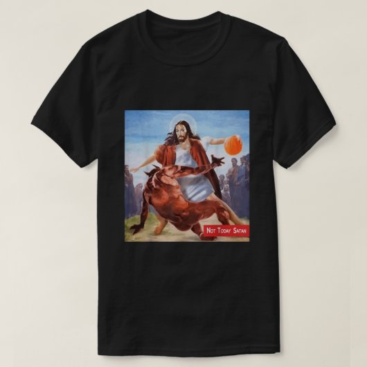 Funny Not Today Satan Jesus Crossover Basketball  Tシャツ (デザイン正面)