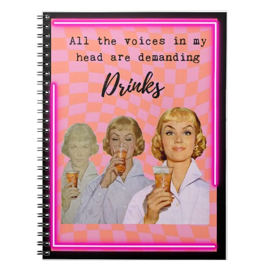 Funny Notebook Journal Best Friend Gift "Drinks" ノートブック (正面)