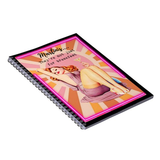 Funny Notebook Journal Best Friend Gift "Martinis" ノートブック (右側)