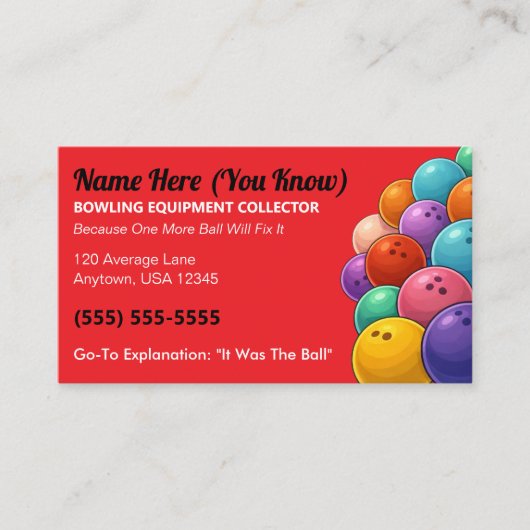 Funny / Novelty Bowling Gag Gift / Humor コーリングカード (正面)