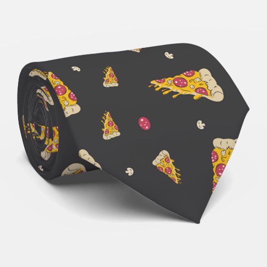 Funny Novelty Pizza Slices Seamless Pattern ネクタイ (ロール)