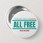 Funny Nurse Button–I Offer Care Charts and Sarcasm 缶バッジ (正面&裏面)