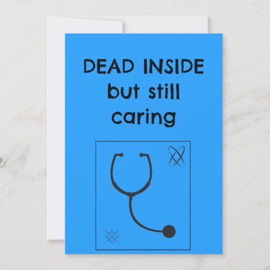 Funny Nurse Card Dead Inside But Still Caring Sarc サンキューカード (正面)