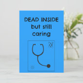 Funny Nurse Card Dead Inside But Still Caring Sarc サンキューカード (スタンド正面)