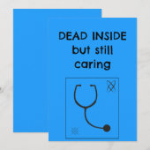 Funny Nurse Card Dead Inside But Still Caring Sarc サンキューカード (正面/裏面)
