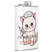 Funny Nurse Cat The Vein Finder Personalized フラスク (右)
