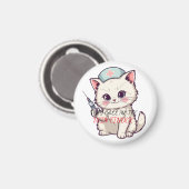 Funny Nurse Cat The Vein Finder Personalized マグネット (正面/裏面)
