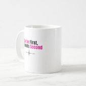 Funny Nurse Coffee Mug – Coffee first コーヒーマグカップ (正面左)