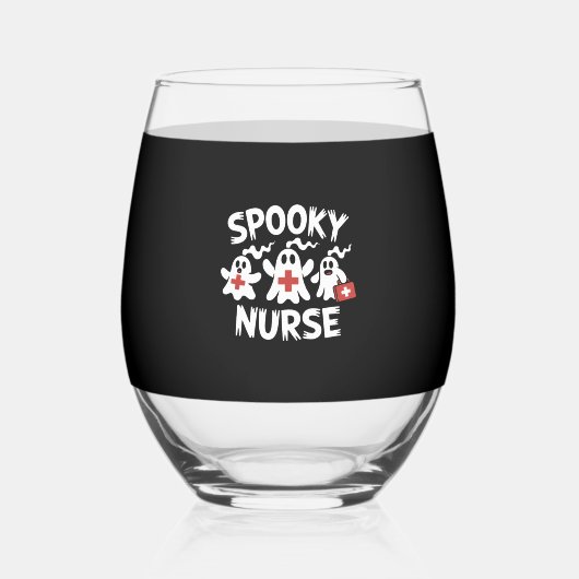 Funny Nurse Halloween ステムなしワイングラス (正面)