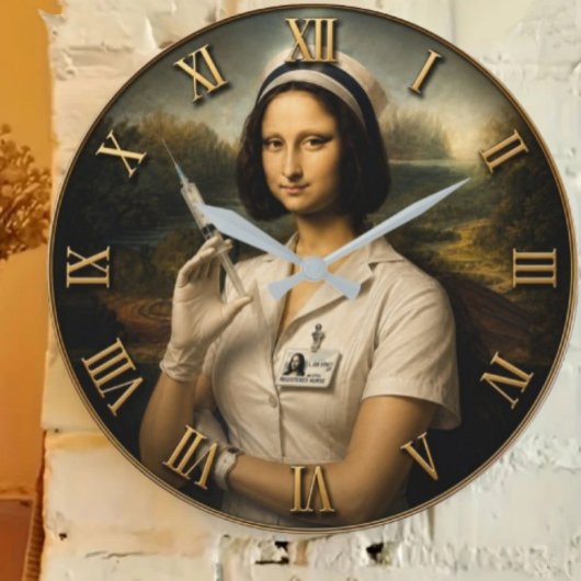 Funny Nurse Mona Lisa ラージ壁時計
