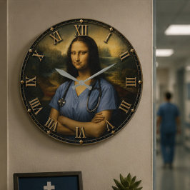 Funny Nurse Mona Lisa ラージ壁時計
