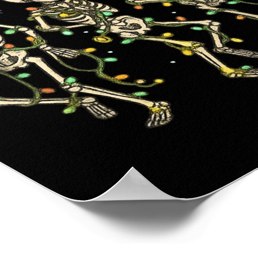 Funny Nurse Skeleton Christmas Light Dance Stethos ポスター (角)