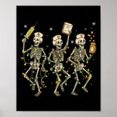 Funny Nurse Skeleton Christmas Light Dance Stethos ポスター (正面)
