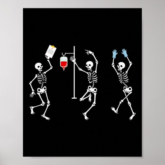 Funny Nurse Skeleton Halloween Skeleton Costume  ポスター (正面)