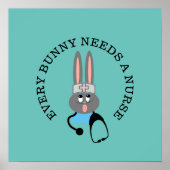 Funny Nurse Stethoscope Bunny Poster ポスター (正面)