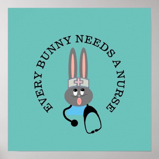 Funny Nurse Stethoscope Bunny Poster ポスター (正面)